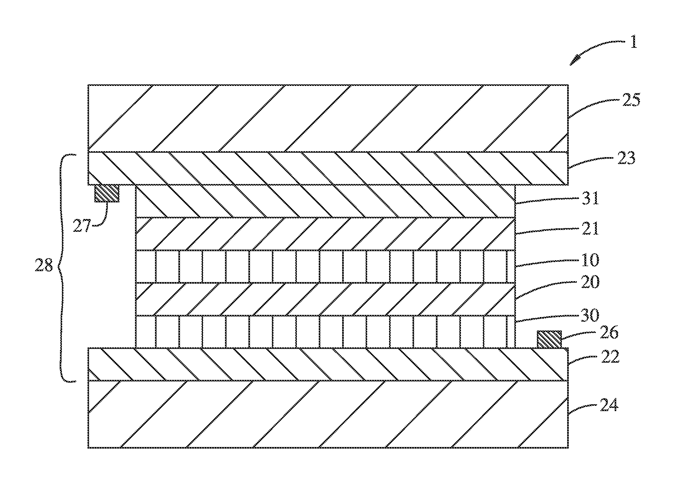 Electrochromic multi-layer devices with current modulating structure