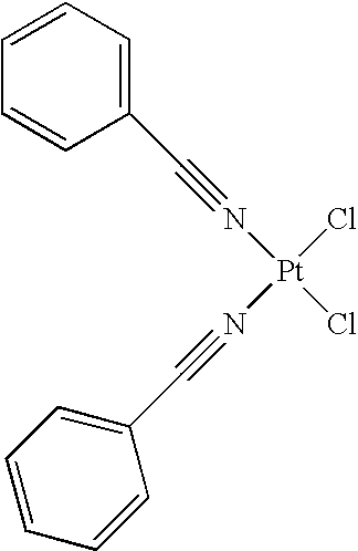 Platinum complexes with mononitrile-containing ligands