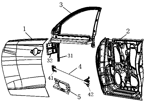 Carbon fiber-steel mixed vehicle door and vehicle