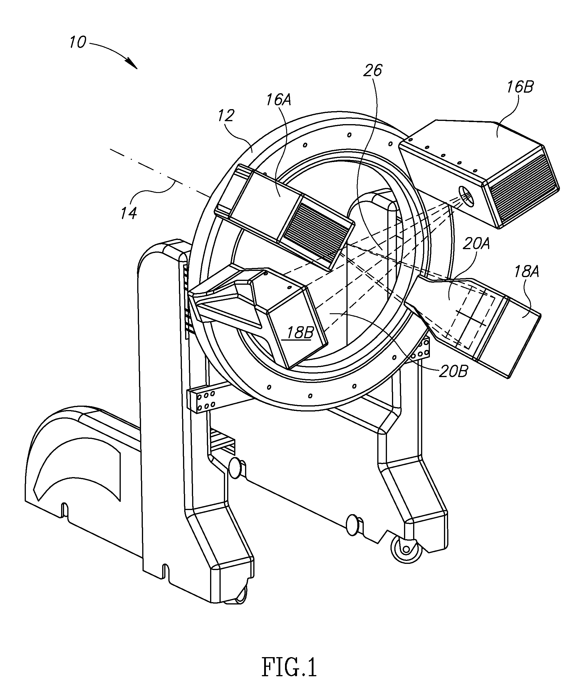CT scanning system with interlapping beams