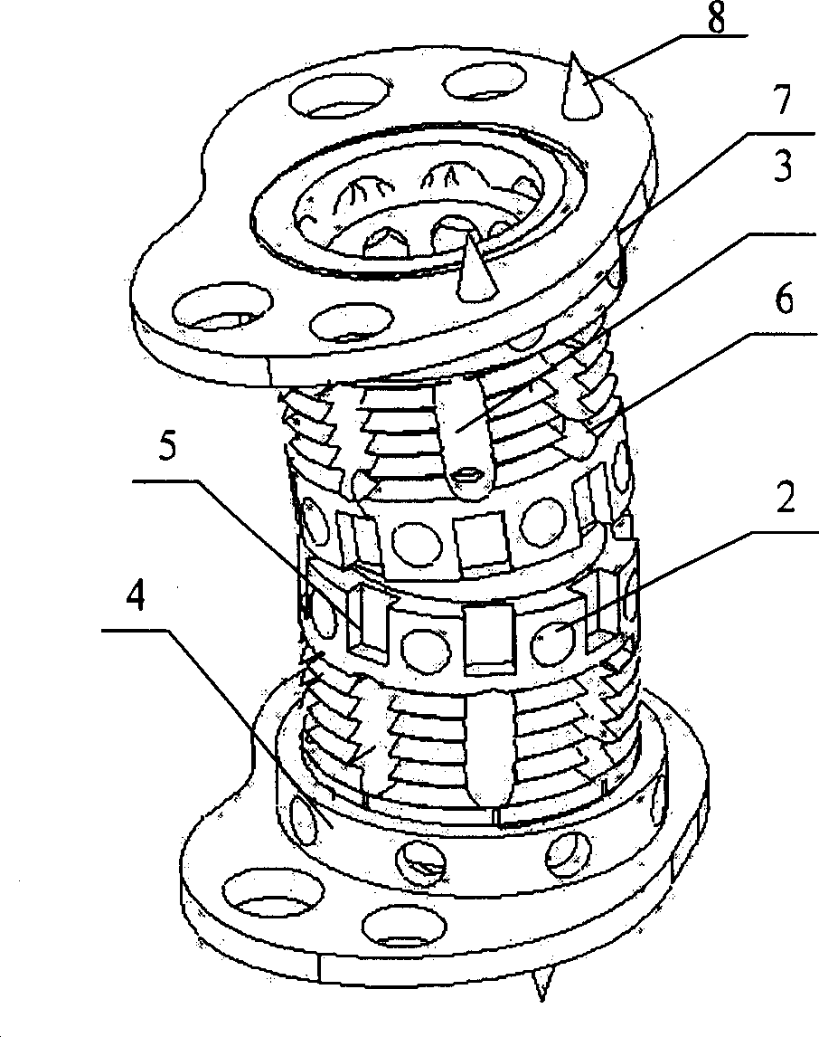 Self -fixing type artificial vertebral body and mounting tool thereof