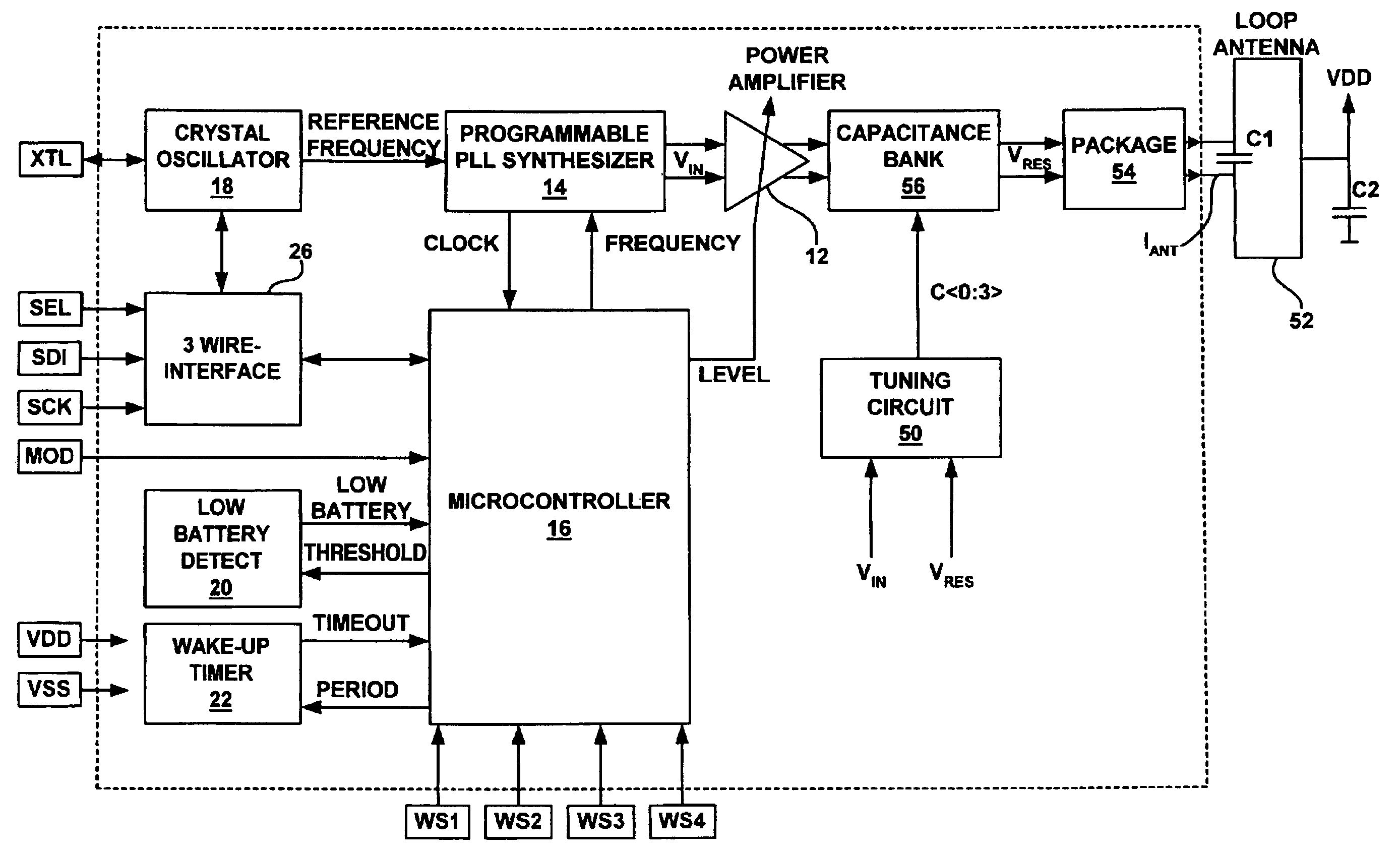 Method and apparatus for automatic tuning of a resonant loop antenna in a transceiver circuit