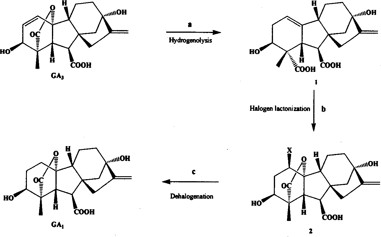 Simple method for preparing gibberellin GA1