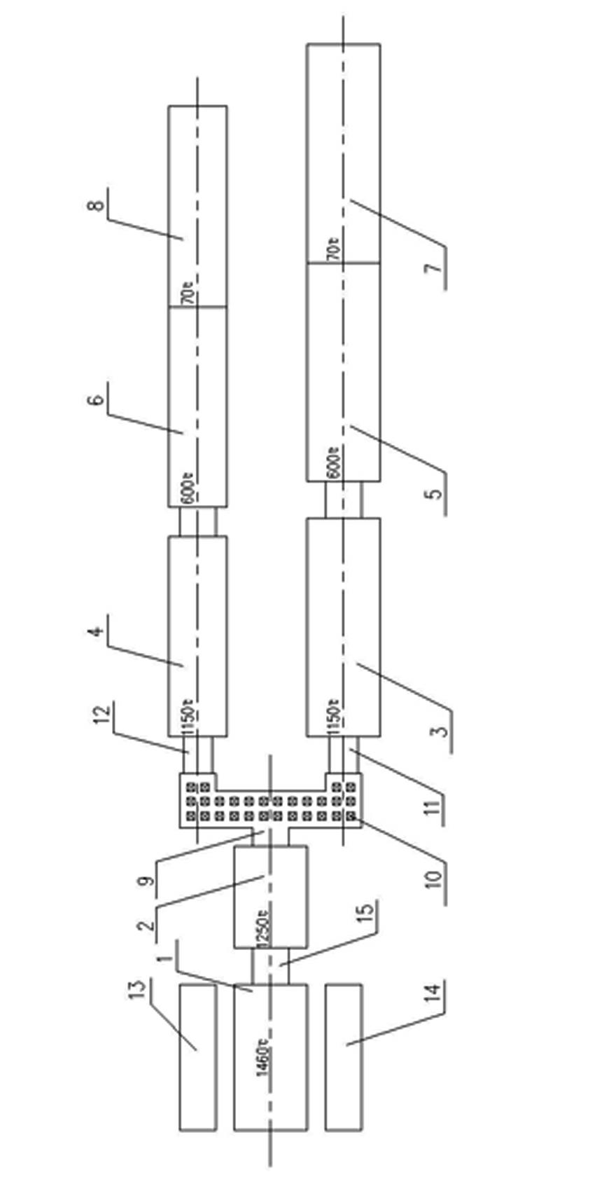 Float process of flat glass with two forming lines in one melting furnace