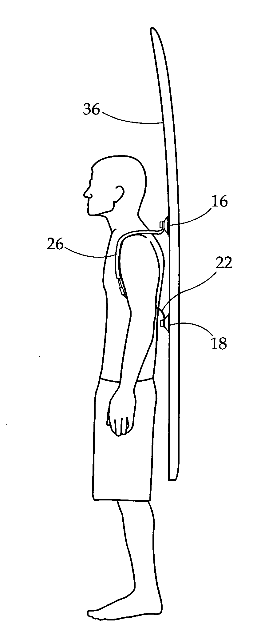 Shoulder harness for transport of water boards