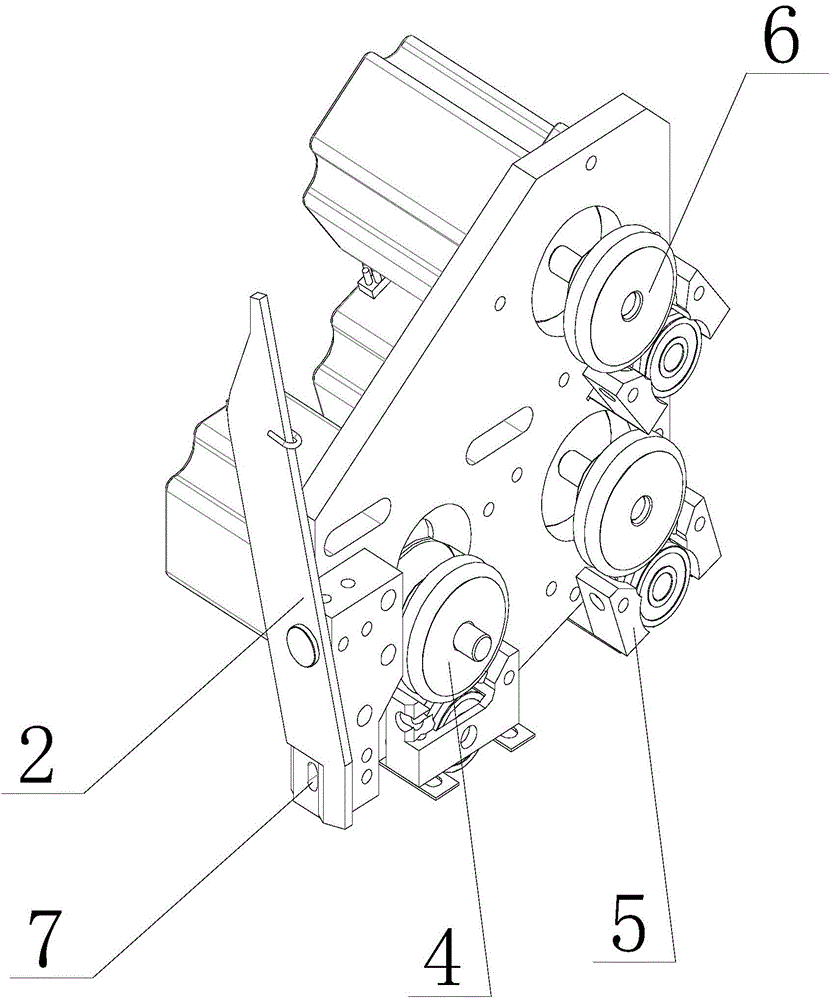 Three-lead feeding mechanism of combined firework pot adhesion device