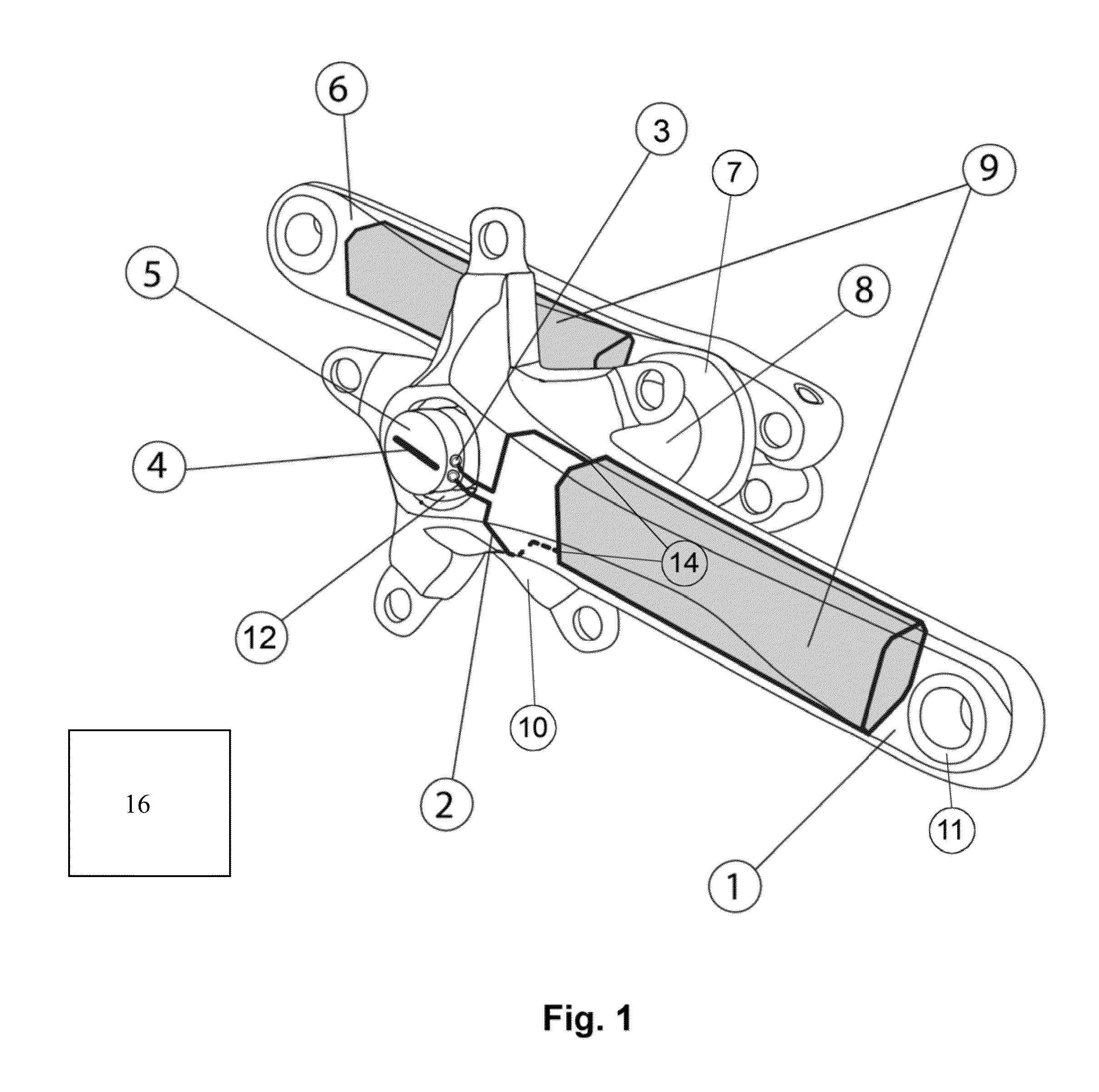 Crank arm, crankset, and power measuring device for an at least partially human powered vehicle or training device with a crank drive