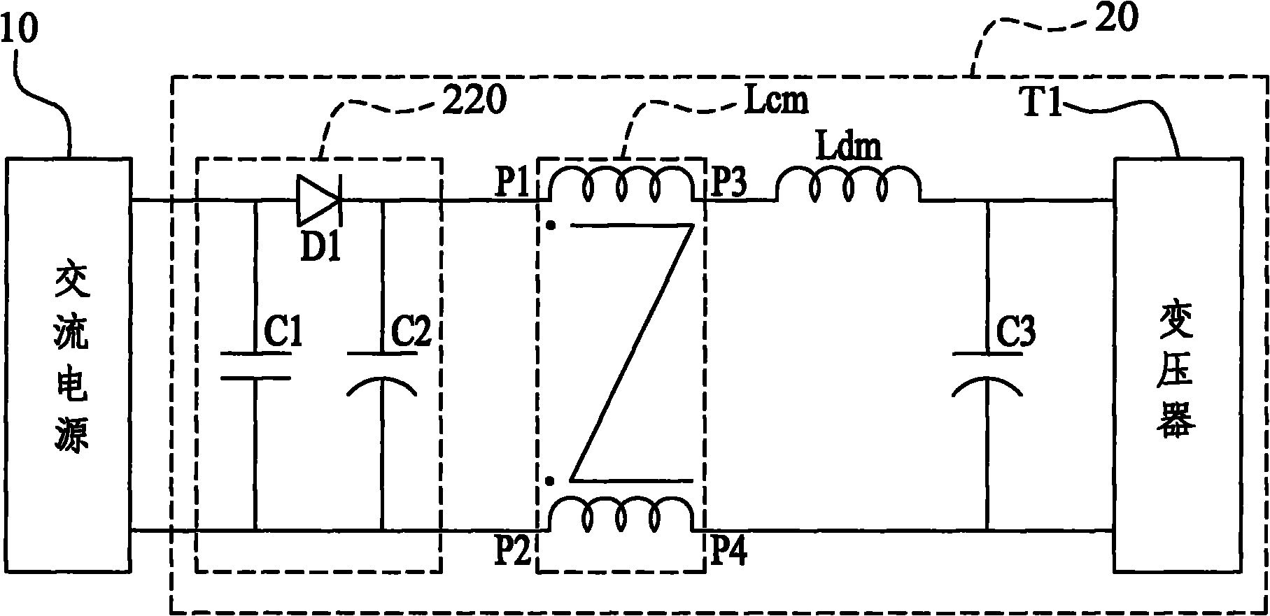 AC-DC conversion device capable of filtering electromagnetic interference