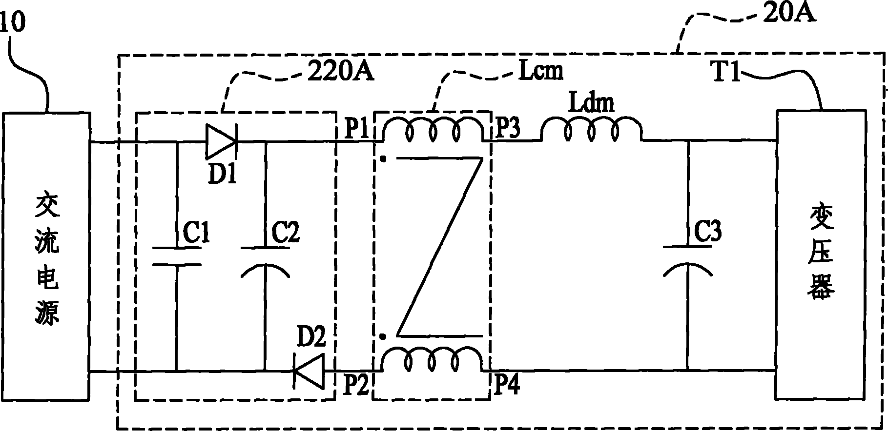 AC-DC conversion device capable of filtering electromagnetic interference