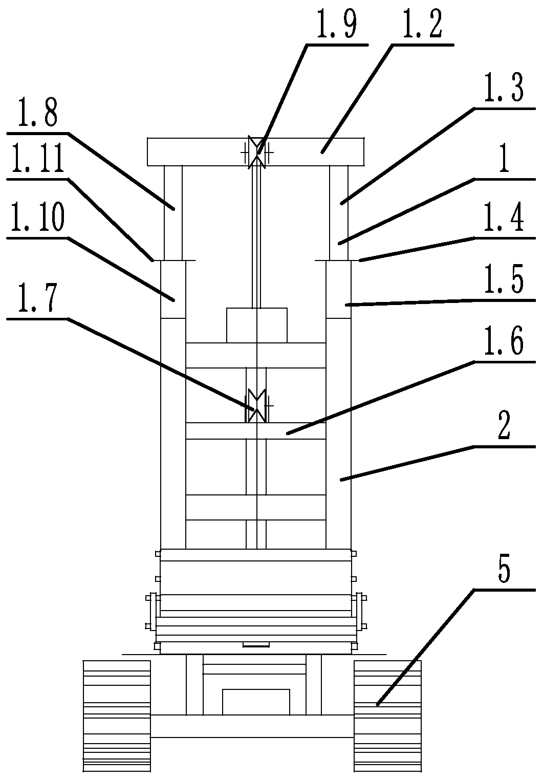 Support telescopic type mortar centrifugal spraying device