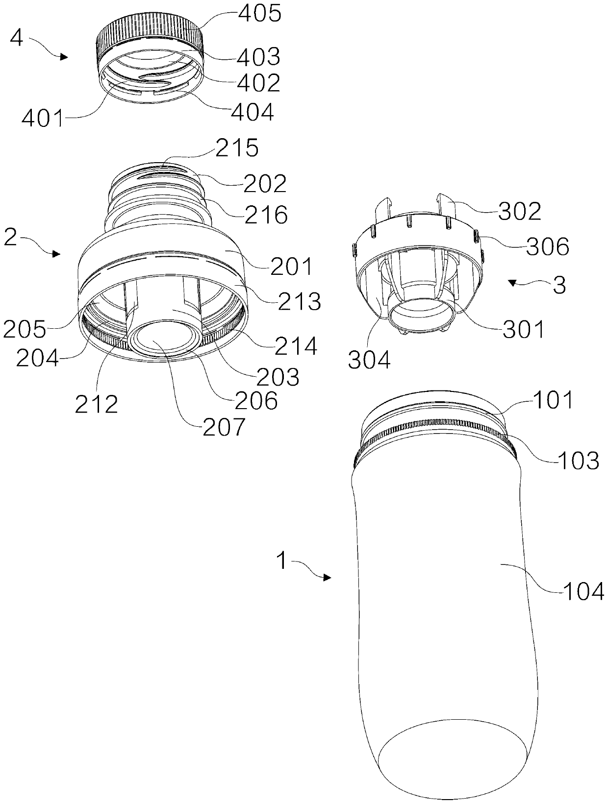 Container sealing device with hanging plug type sealing and releasing functions and packaging container and application thereof