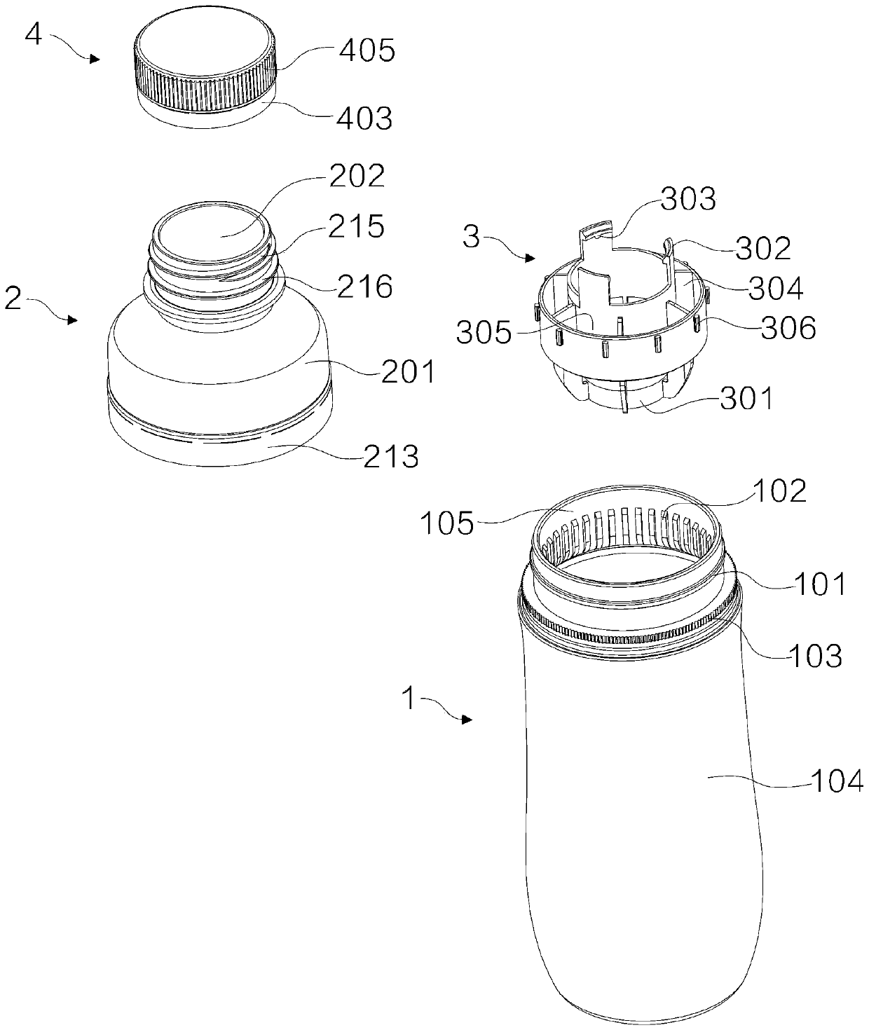 Container sealing device with hanging plug type sealing and releasing functions and packaging container and application thereof