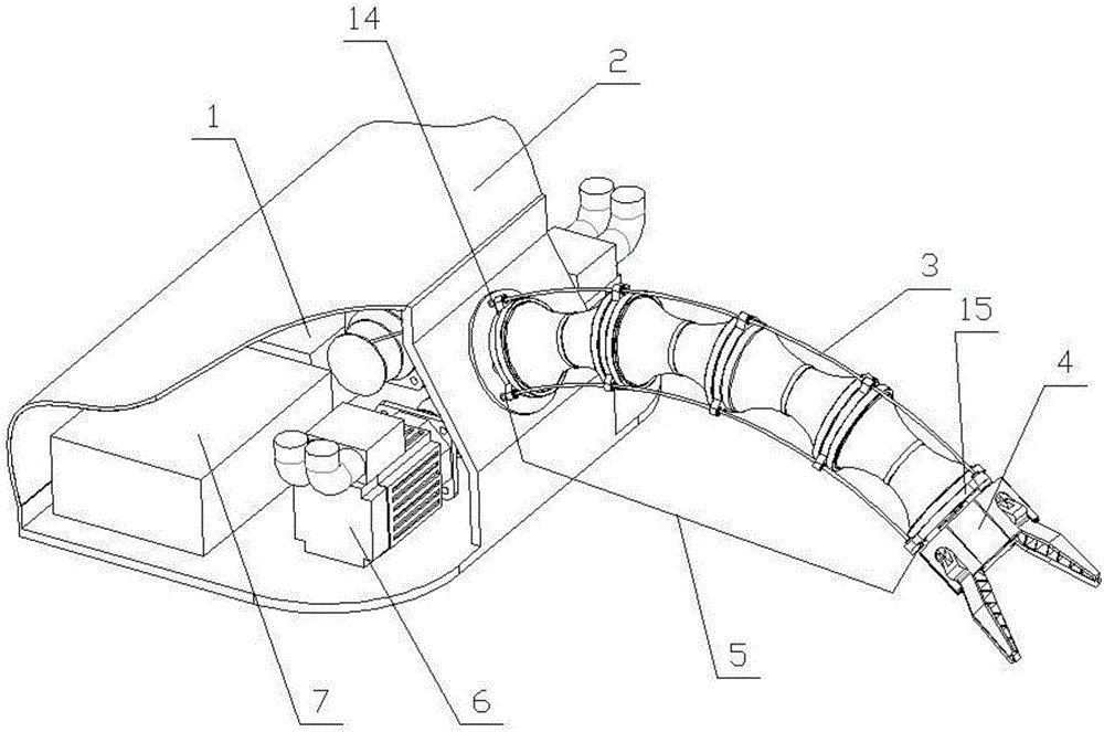 Air joint type flexible mechanical arm based on rope drive