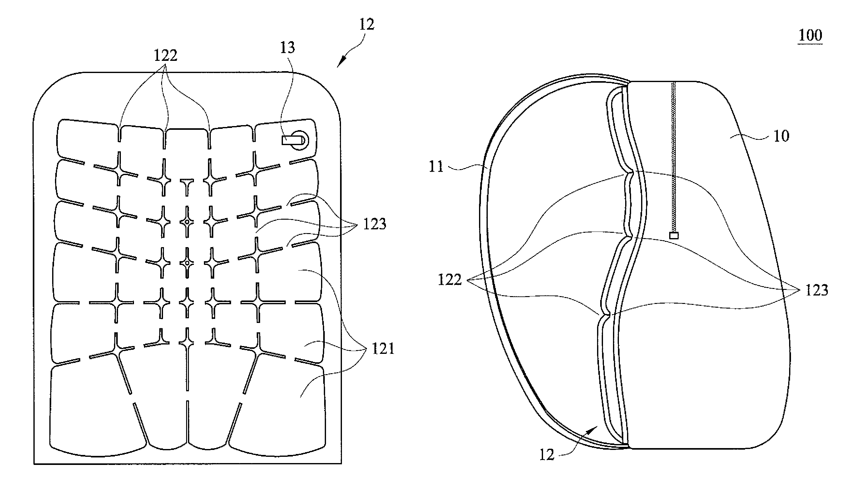 Backpack with multiple connected airbags