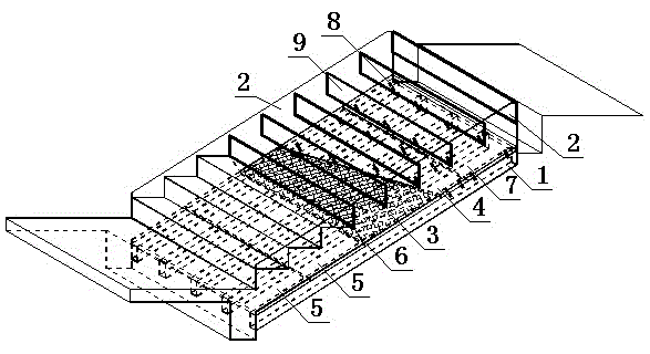 Cleaning method for cast-in-place reinforced concrete stair segment timber template