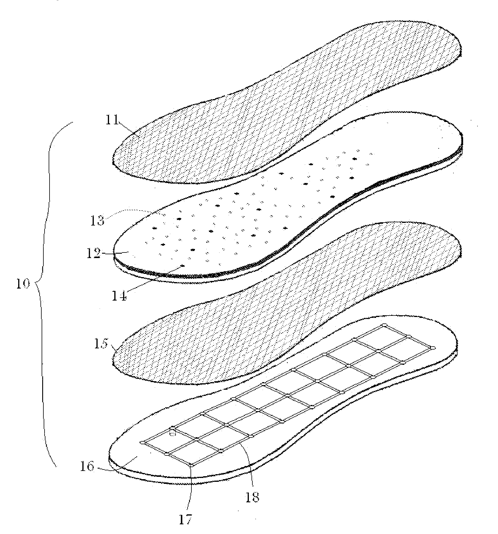 Waterproof sole with high air and vapor permeability