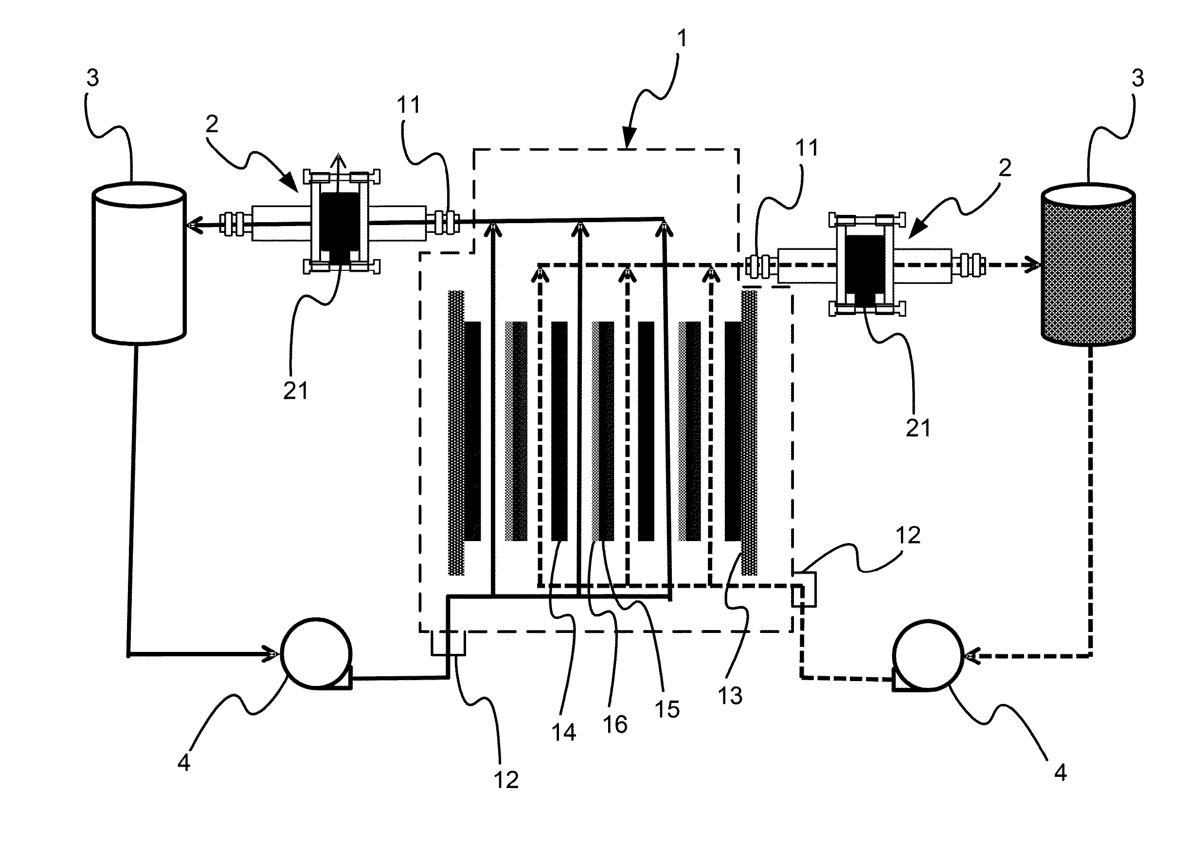 Ultrasonic Device Detecting Charging / Discharging Status of Flow-Cell Pack