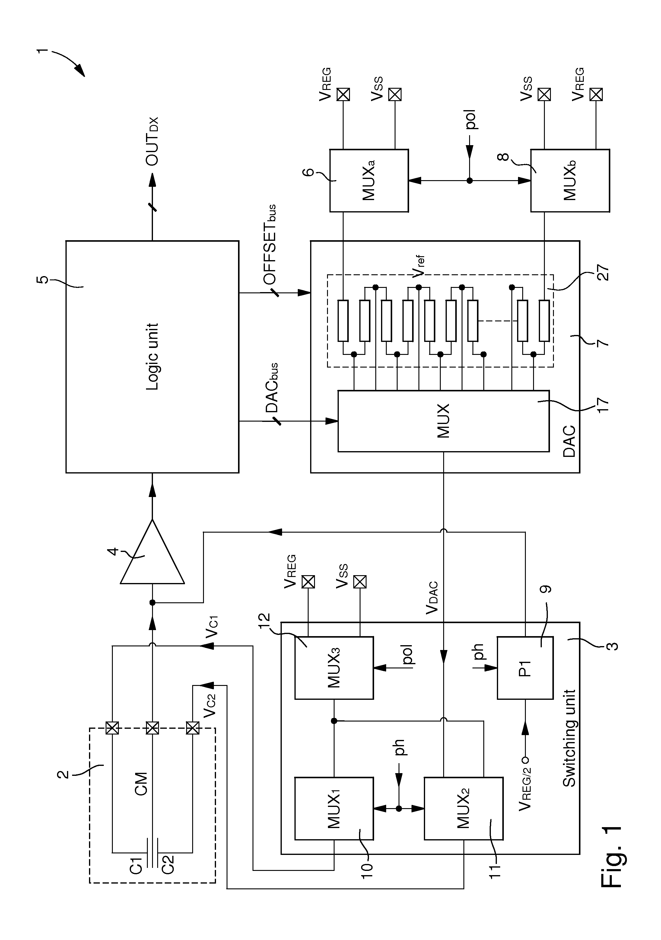 Method of measuring a physical parameter and electronic interface circuit for a capacitive sensor for implementing the same