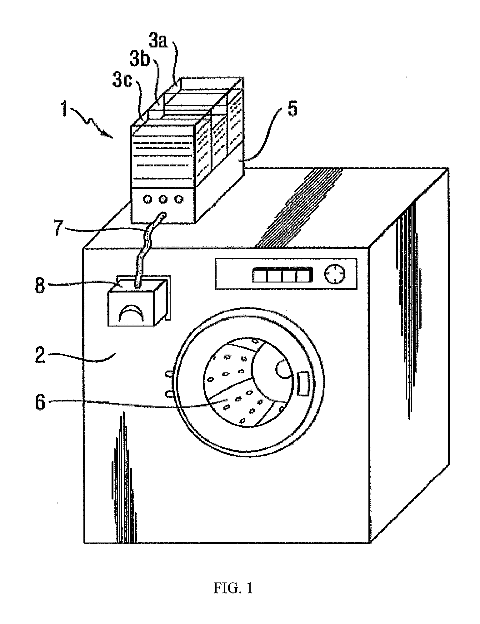 Metering system for use in conjunction with a water-conducting household appliance such as a washing machine, dishwasher, clothes dryer or the like
