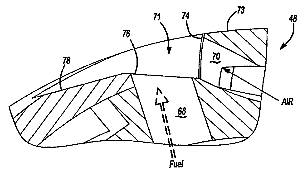 Air assist fuel injector for a combustor