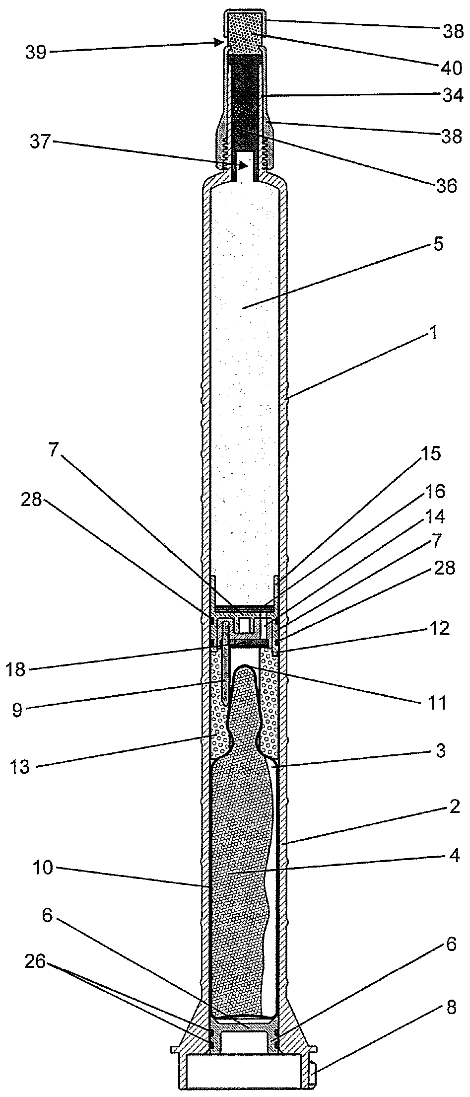 Bone cement mixing device with spacer in an ampoule receptacle