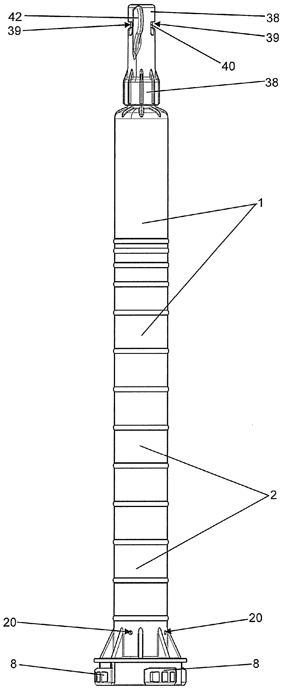 Bone cement mixing device with spacer in an ampoule receptacle