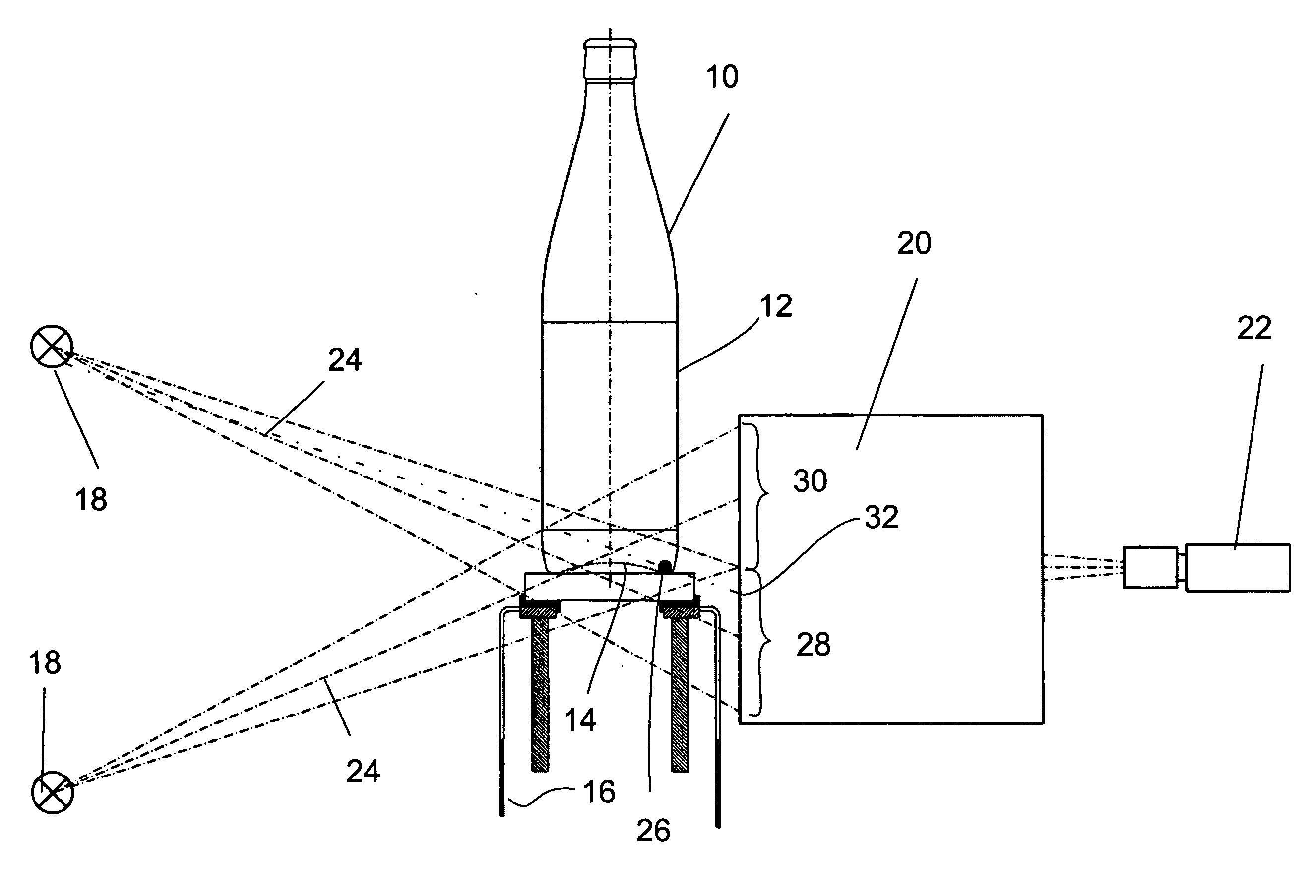 Device for examining filled containers by means of X-Rays and use of this device