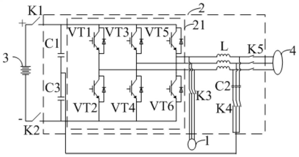 Motor control circuit, vehicle and battery self-heating control method