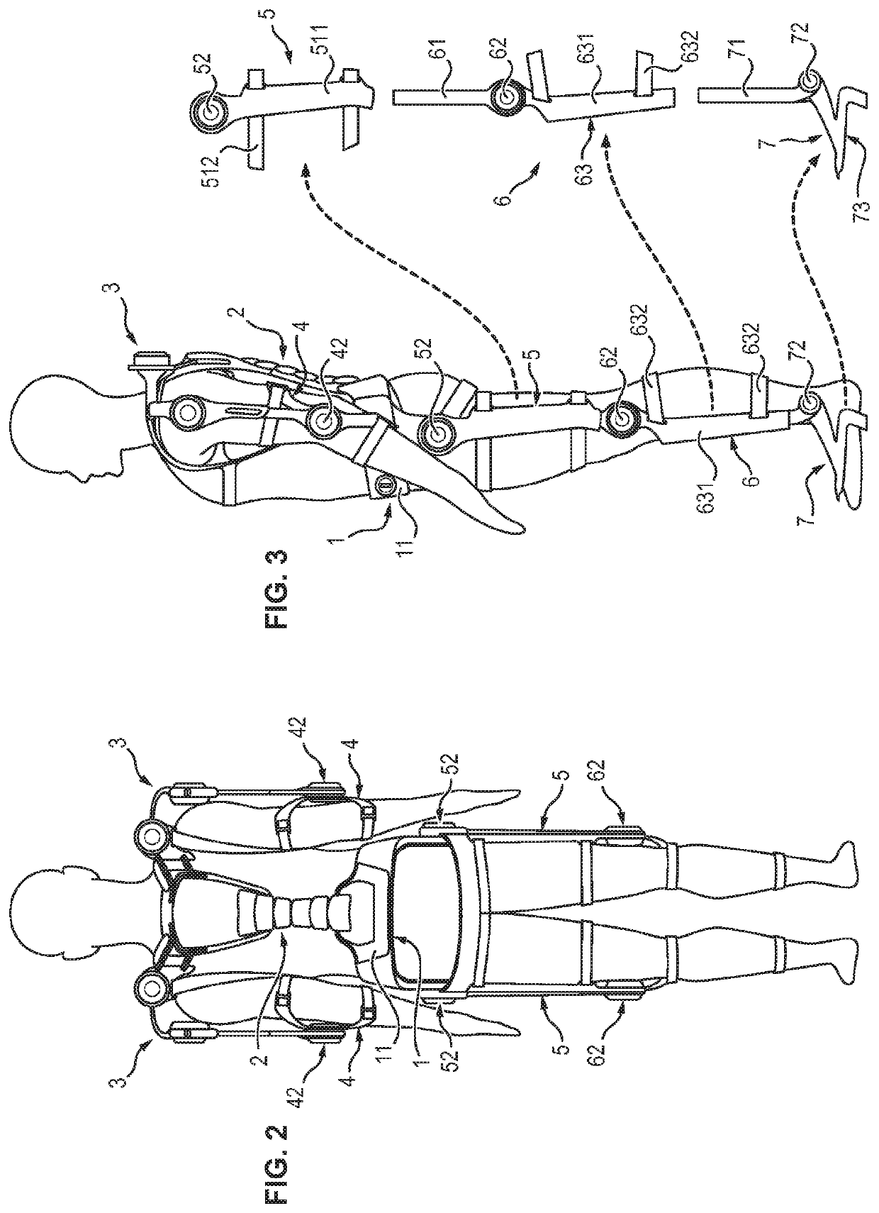 Foot portion for an exoskeleton structure