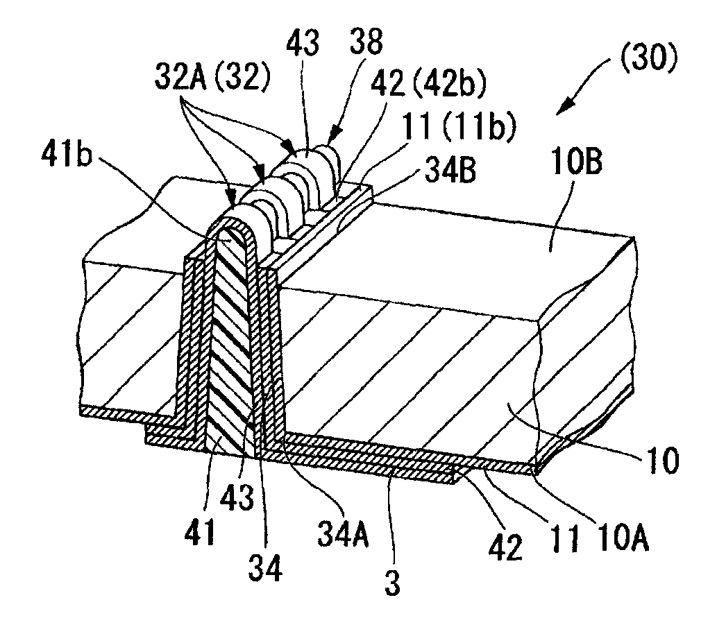 Semiconductor device having through electrodes, a manufacturing method thereof, and an electronic apparatus