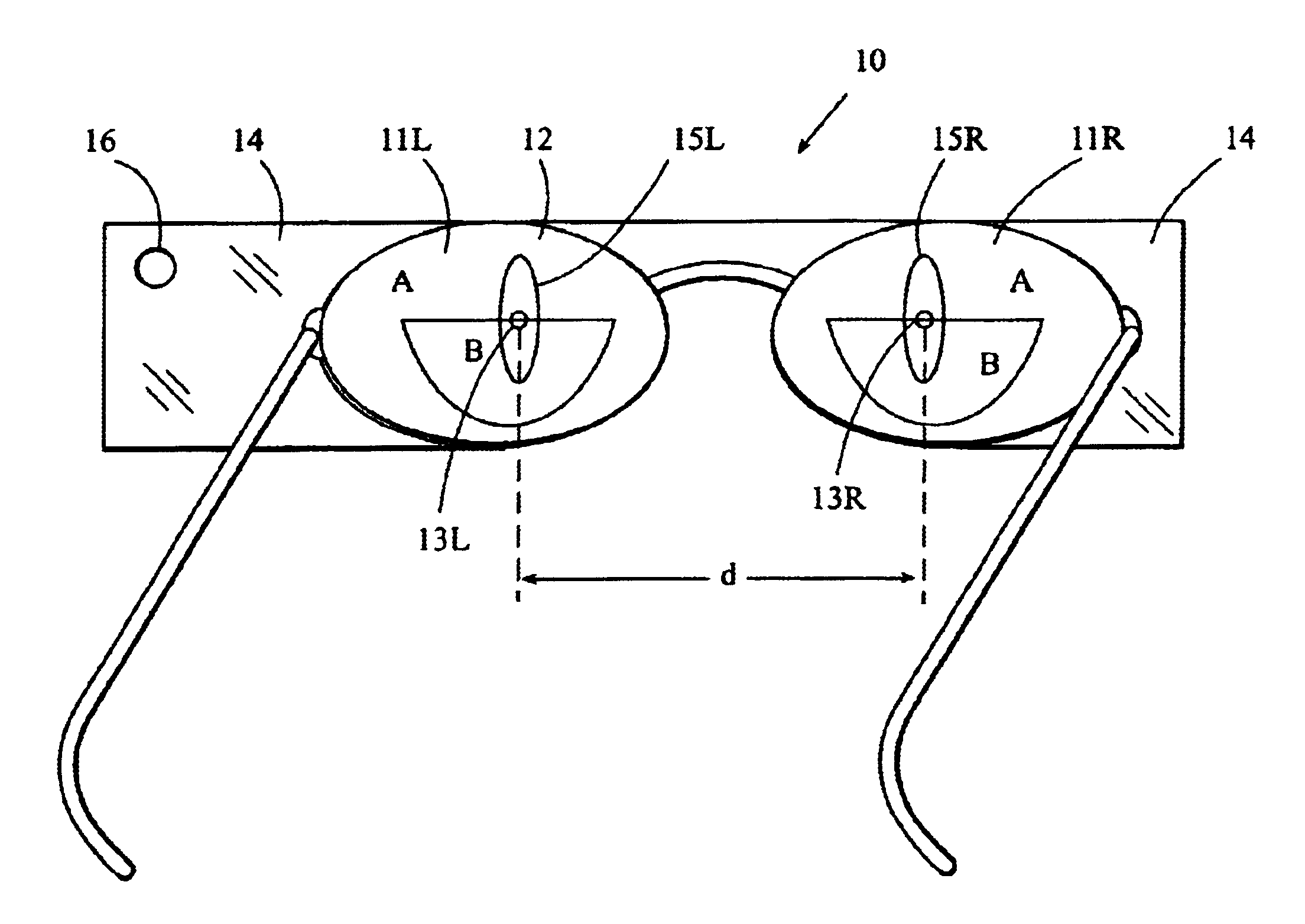 Bifocal spectacles for computer users and display device therefor