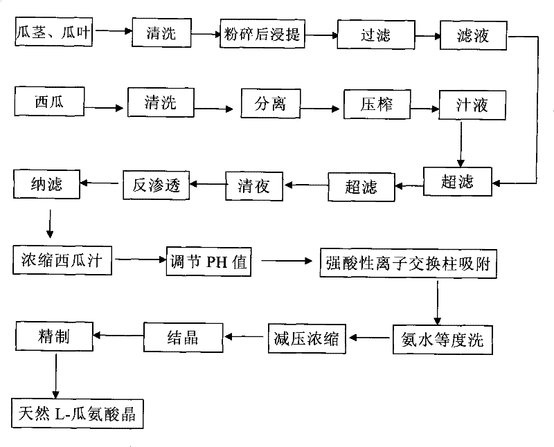 Industrial method for extracting natural L-citrulline from water melon or smacking watermelon and other plant tissues