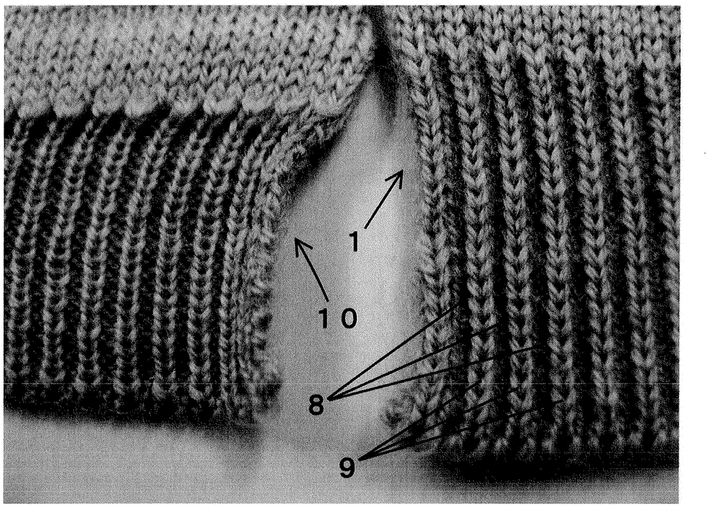 Knitting method of rib style knitted fabric and rib style knitted fabric