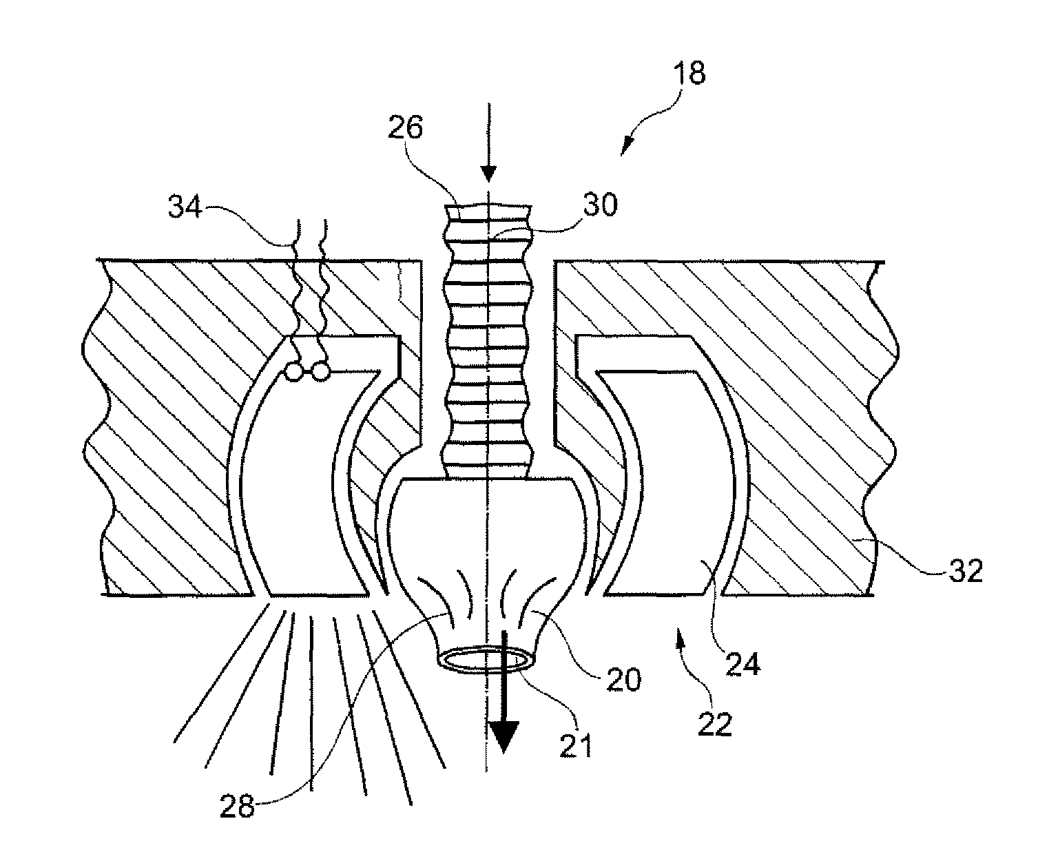 Service apparatus with an illuminator and an air shower