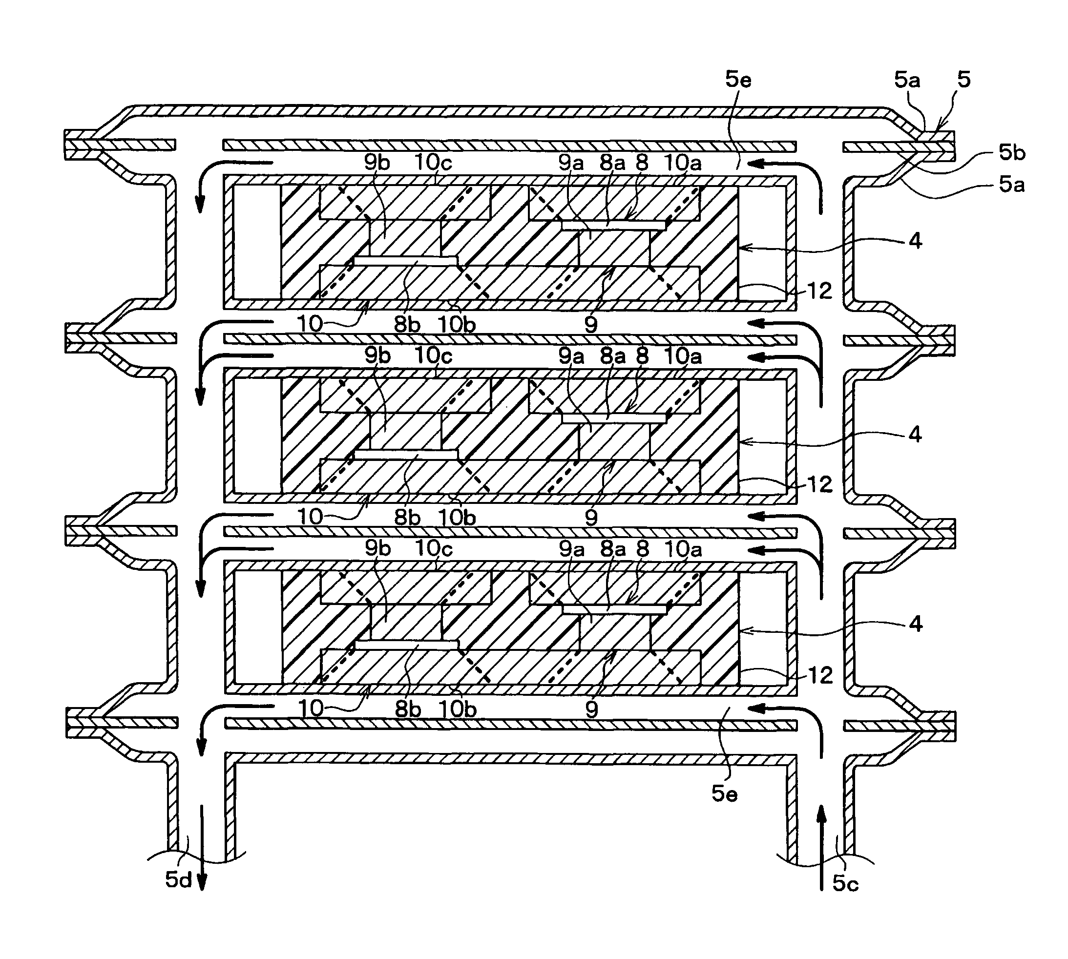 Semiconductor device accommodating semiconductor module with heat radiation structure