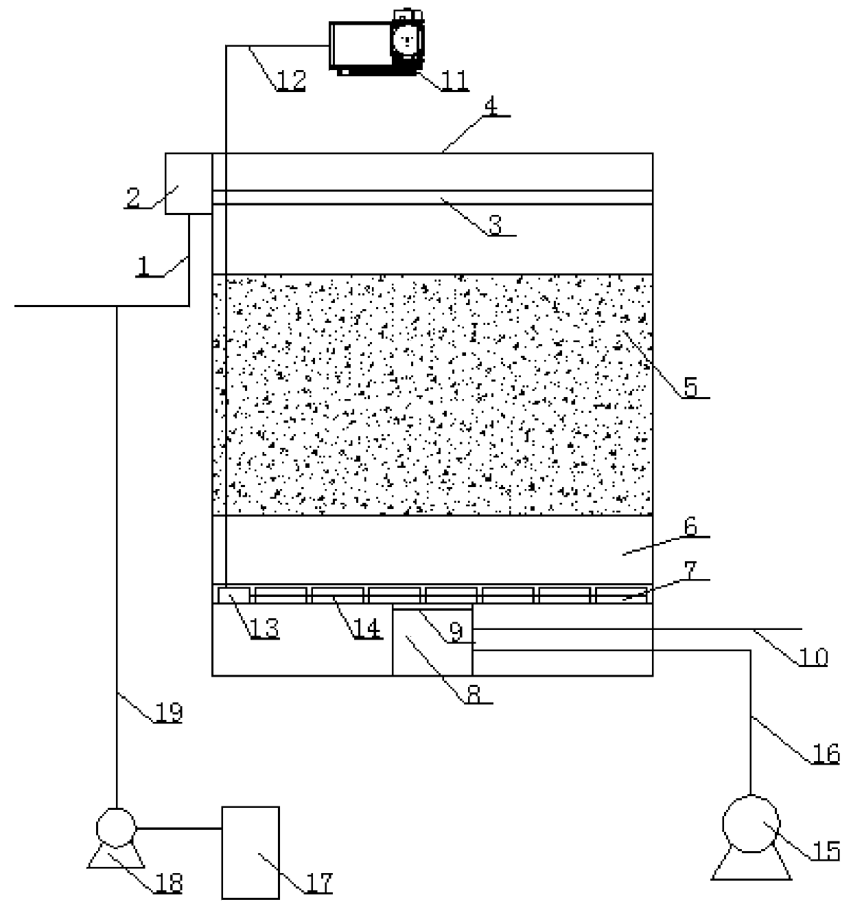 Novel denitrification deep bed filter tank reaction system