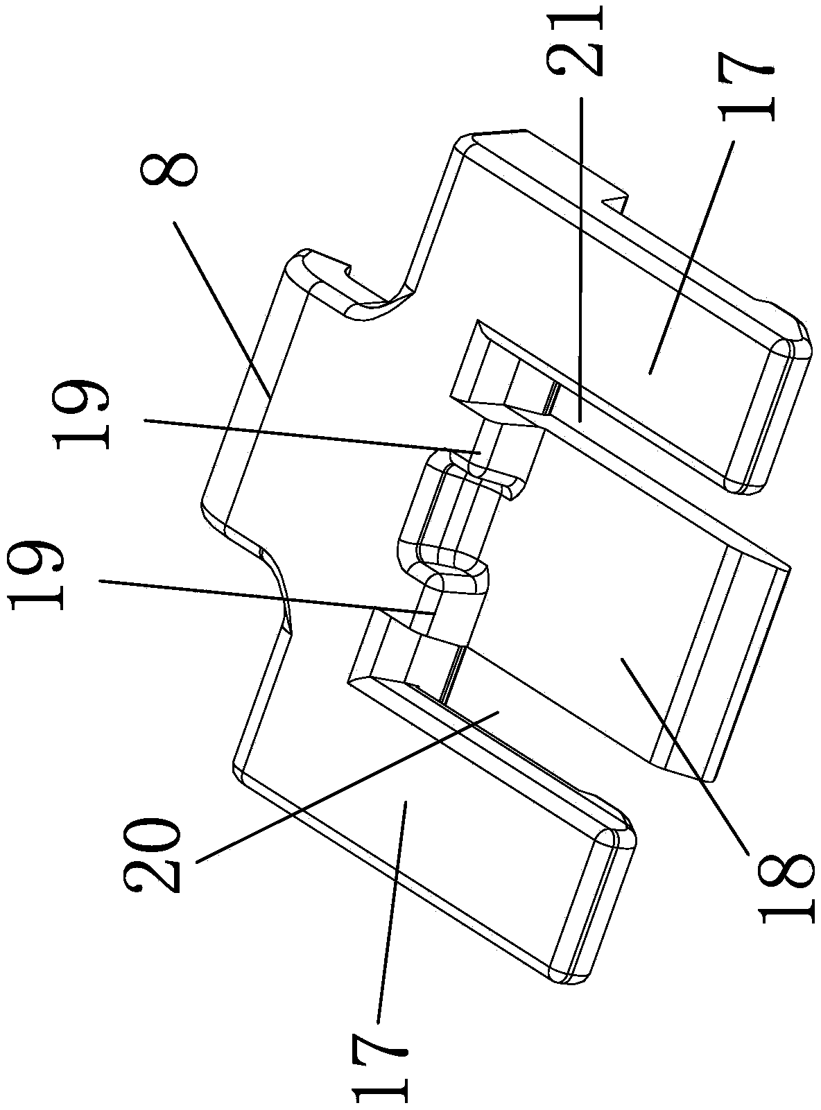 A connecting clasp structure of an automobile cover plate type part body and a bright bar