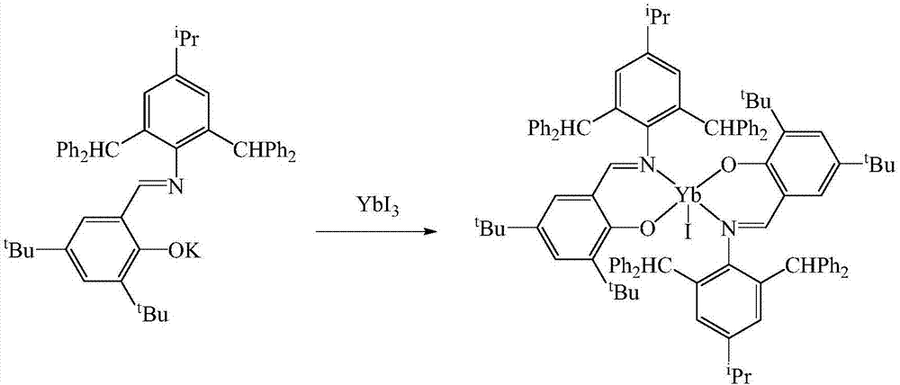Schiff base rare earth ytterbium iodide, and preparation method and application thereof