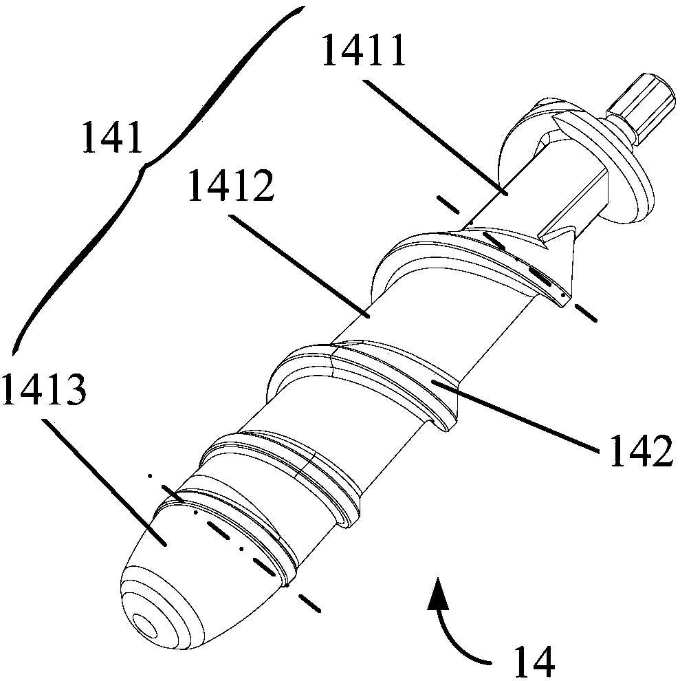 Squeezing screw, squeezing assembly and food processor