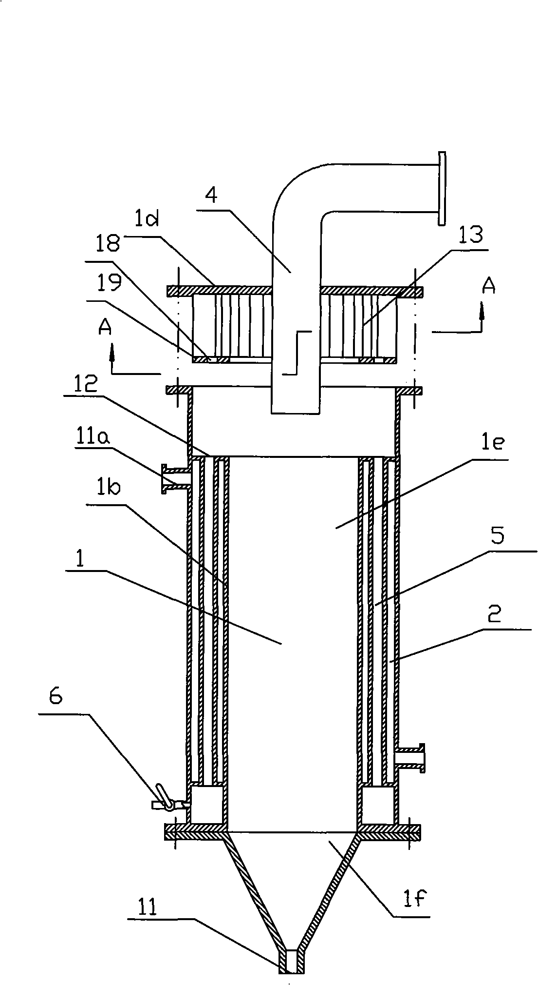 Thin film evaporator with film-climbing, film-falling and separating functions