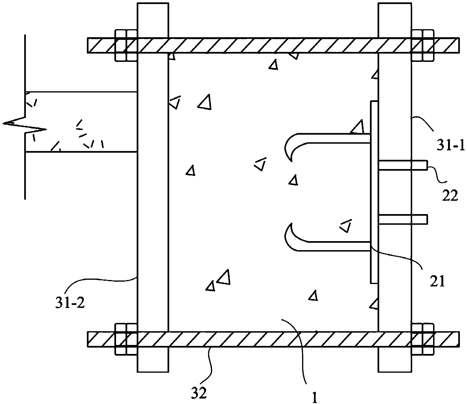 Buttress reinforcement device of construction hoist and using method of buttress reinforcement device