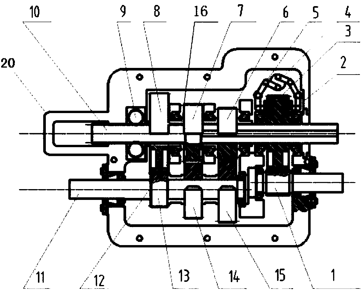 A shaft-shifting power transmission applied to a garden digging machine in southern mountainous areas