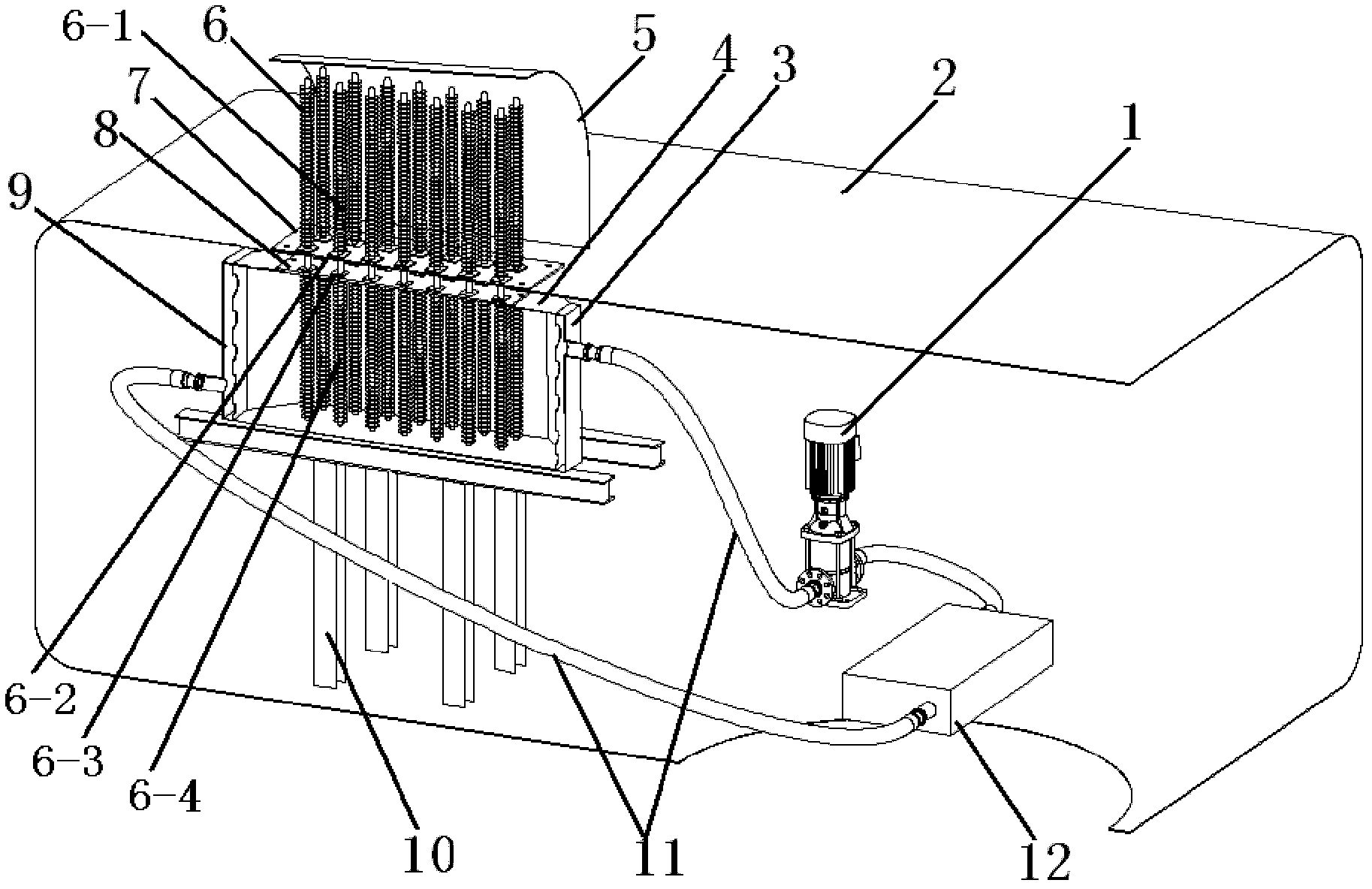 Radiating device of wind power generation water cooling system and water cooling system