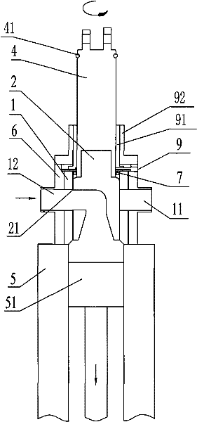 Switching valve for charging and discharging food