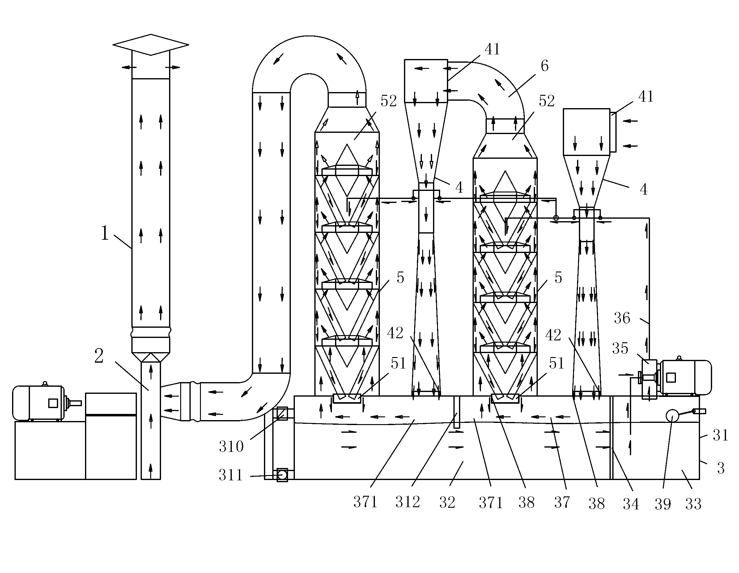 Wet-method vortex vane wheel air purification device