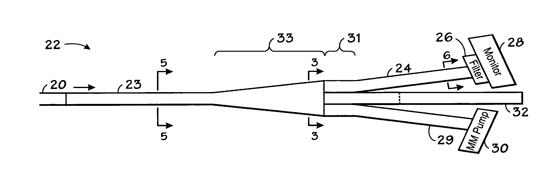 Tapered fiber bundle apparatus with monitoring capability