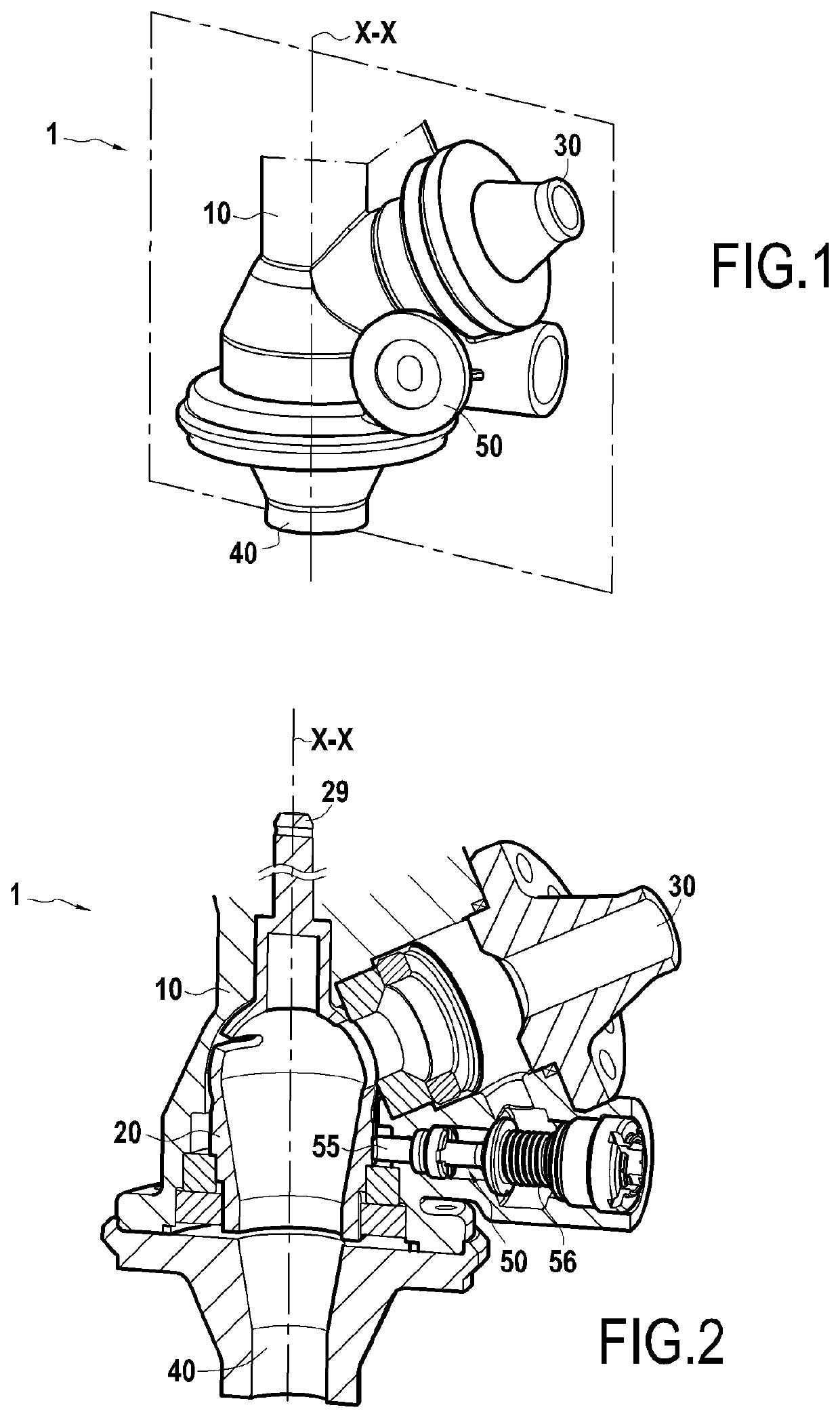 Regulating valve with integrated purge function