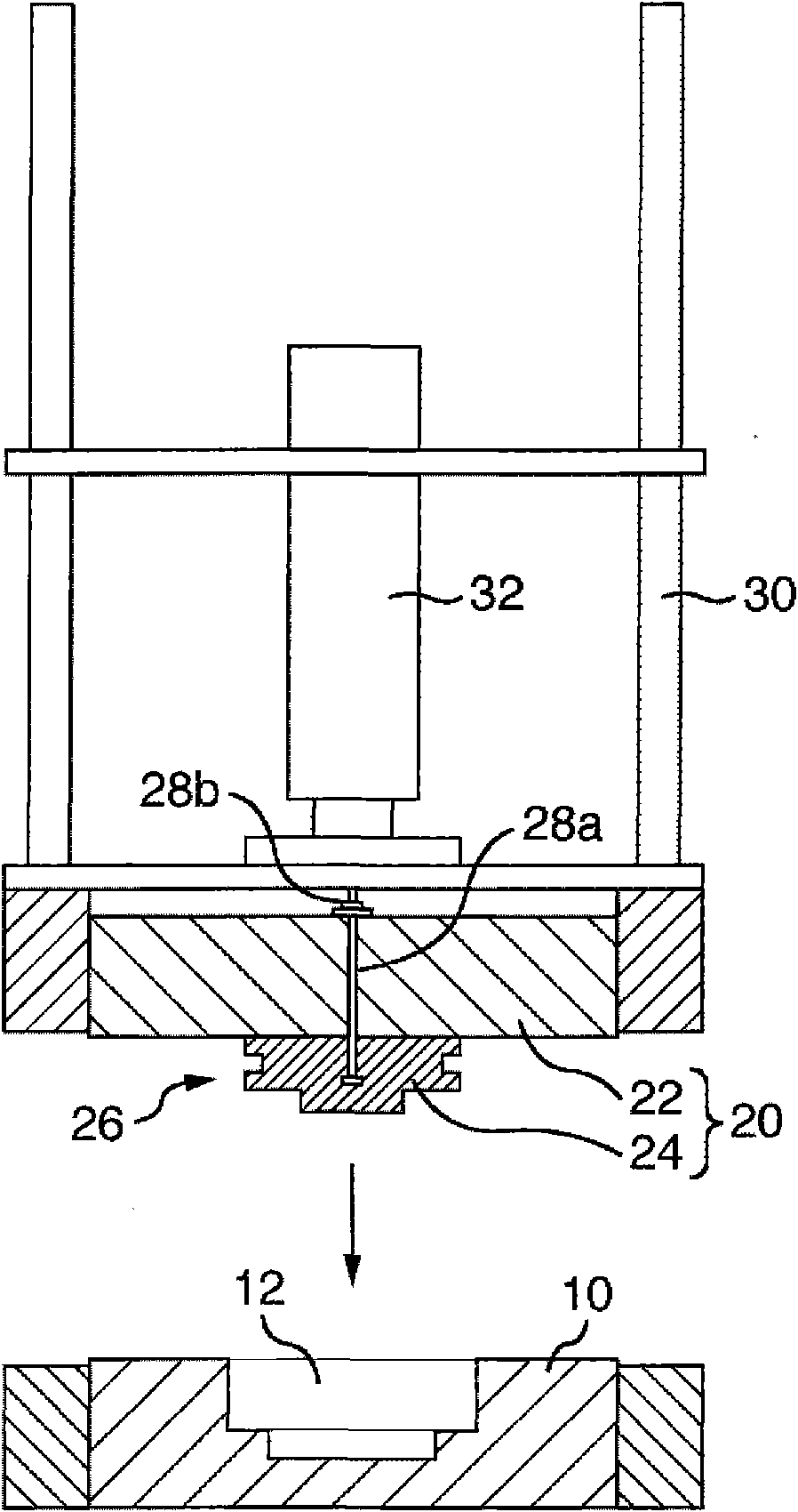 Casting method, upper mold assembly, and method for fixing core to the upper mold