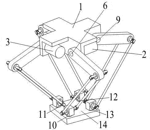 Spatial four-degree-of-freedom parallel mechanism capable of three-dimensional translation and one-dimensional rotation