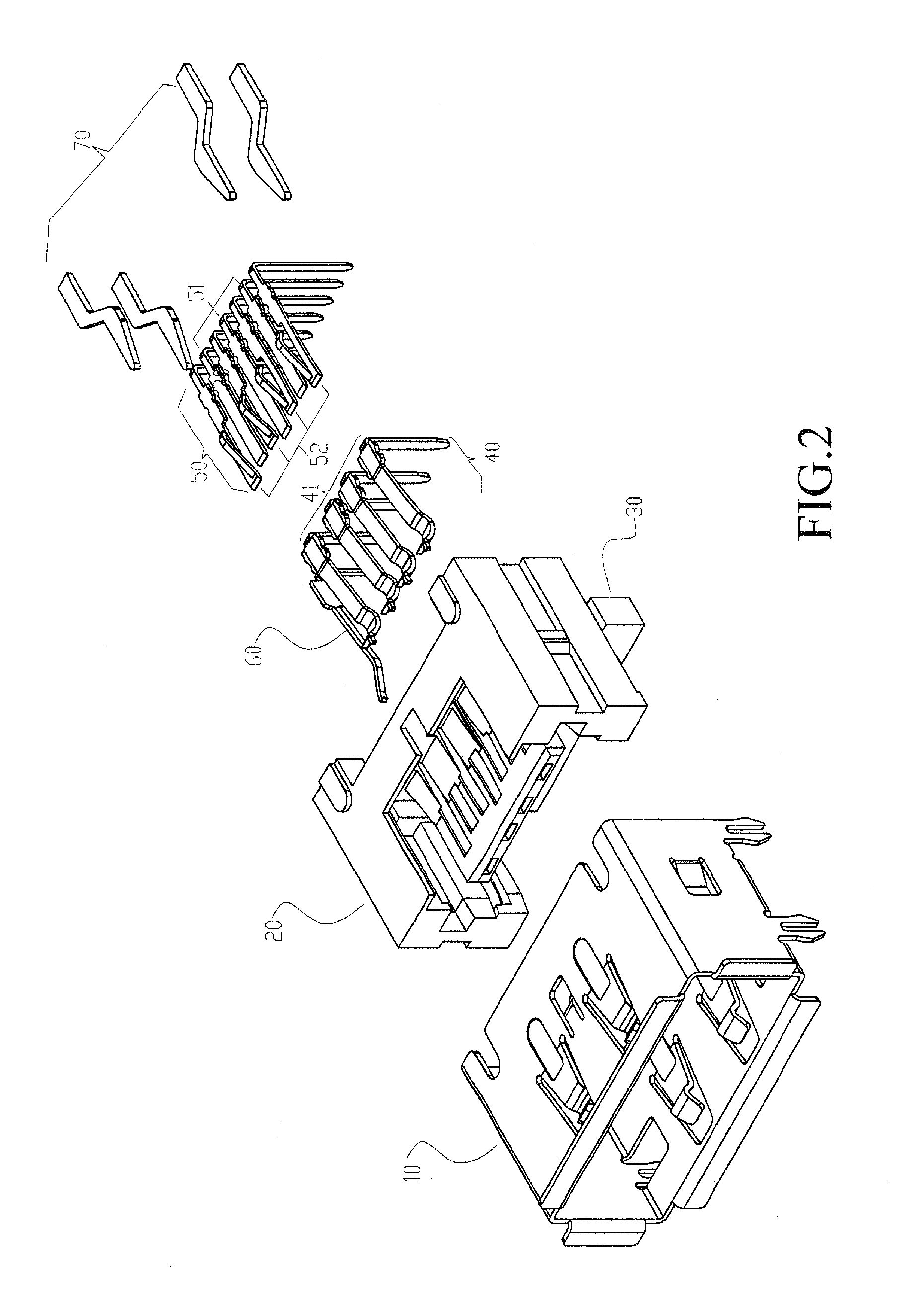 Terminal structure of connector and connector port incorporating same